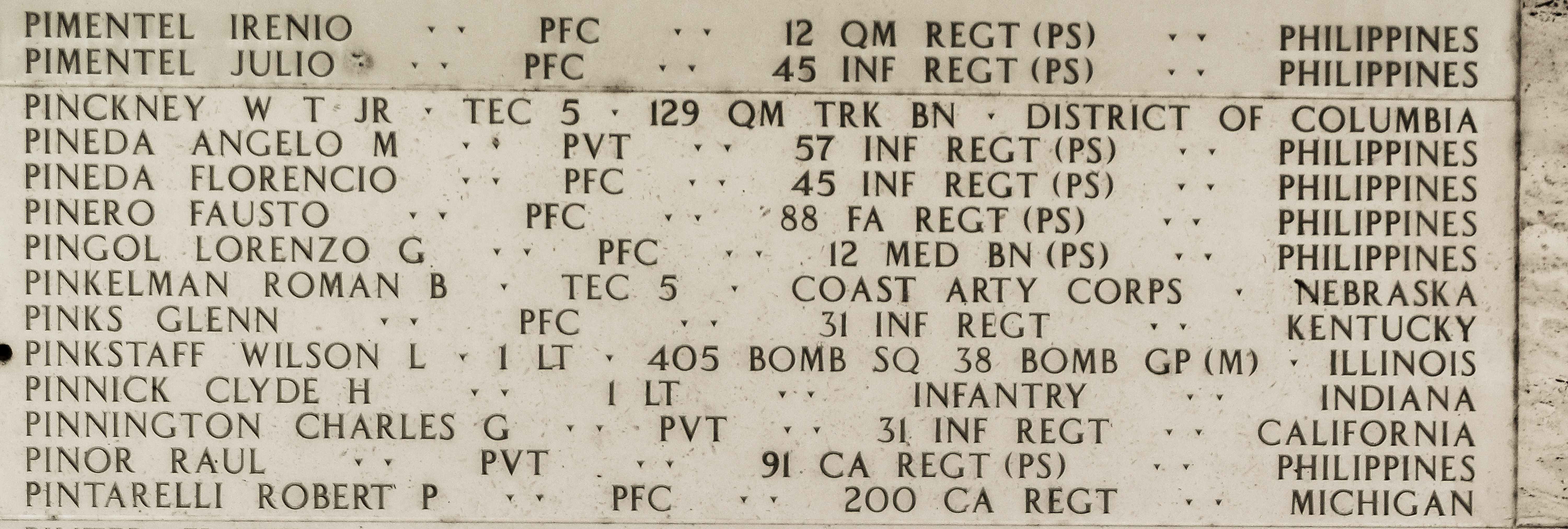 Wilson L. Pinkstaff, First Lieutenant